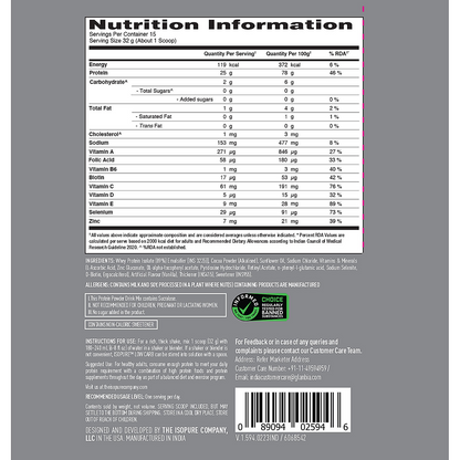Isopure Dutch Chocolate - 500g / 1.1lb (Low Carb, Lactose-Free, Zero Added Sugar)