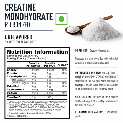 Isopure Unflavored 1 kg + Isopure Creatine Monohydrate Micronized, 250g- 83 servings