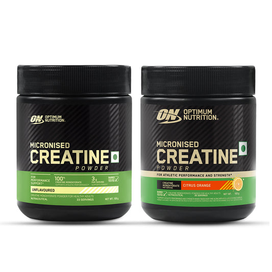 Optimum Nutrition (ON) Micronized Creatine Powder | Citrus Orange | 100 g + Micronized Creatine Powder | Unflavoured| 100 g