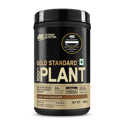 Optimum Nutrition (ON) Gold Standard 100% Plant Protein - 20 Serve, 684 g (Double Rich Chocolate), Vegan, Complete Amino Acid Profile,  Zero Added Sugars, Gluten-Free.