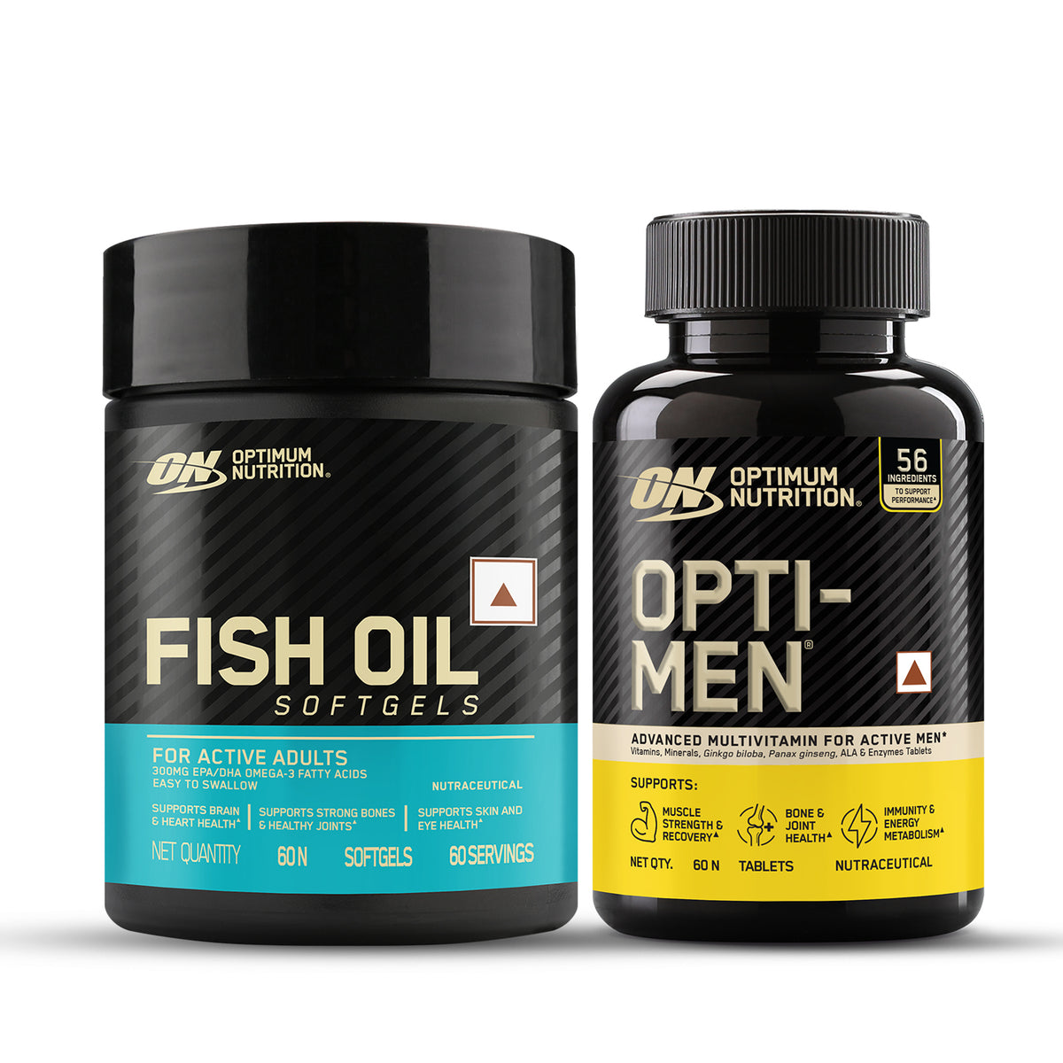 Opti-Men - Advanced Multivitamins For Men , 60 tablets + Fish Oil - 60 Capsules, 1000 mg Fish Oil, 180 mg EPA, 120mg DHA