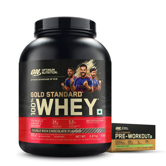 Gold Standard 100% Whey 5 Lbs Double Rich Chocolate + Pre Workout Green Apple
