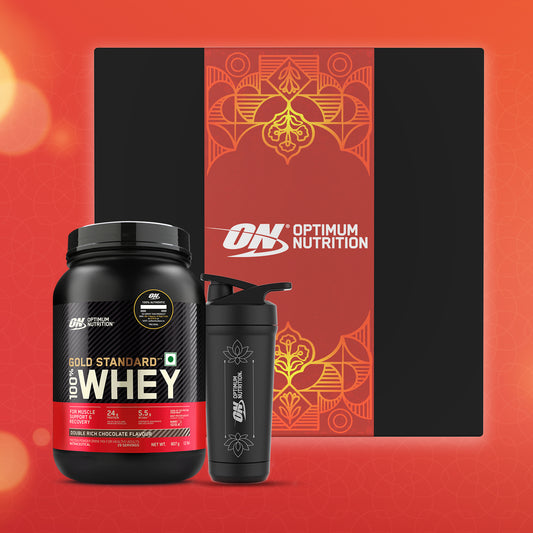 Shake The Way Gift Box:  Gold Standard 100% Whey Double Rich Chocolate 2 lbs + Steel Shaker
