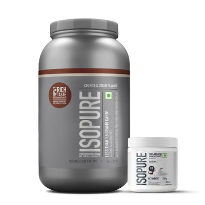 Isopure Low Carb Whey Protein Isolate Powder | Cookies & Cream | 1 Kg + Isopure 100% Creatine Monohydrate
