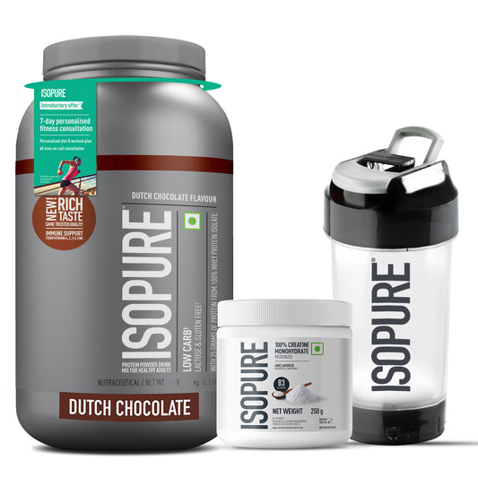 Isopure Dutch Chocolate 1kg + Isopure Creatine + FREE Isopure Shaker