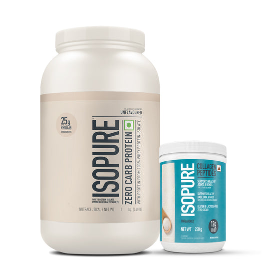 Isopure Unflavored + Isopure Collagen Peptides (12g/serve) with Biotin & Vitamin E- 250g (Unflavored)