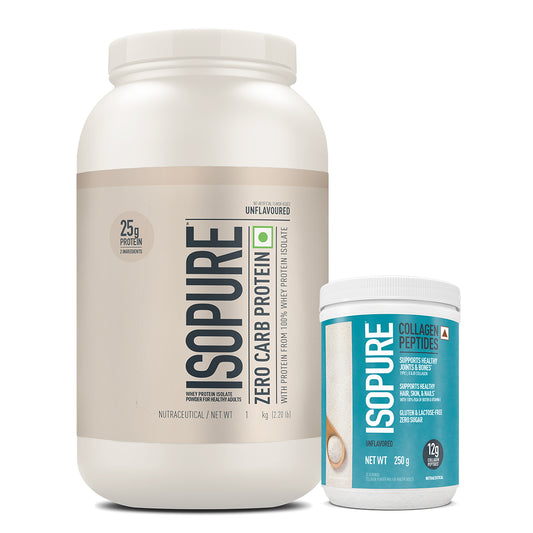 Isopure Unflavored + Isopure Collagen Peptides (12g/serve) with Biotin & Vitamin E- 250g (Unflavored) + FREE Isopure Shaker Isopure Unflavored + Isopure Collagen Peptides (12g/serve) with Biotin & Vitamin E- 250g (Unflavored) + FREE Isopure Shaker