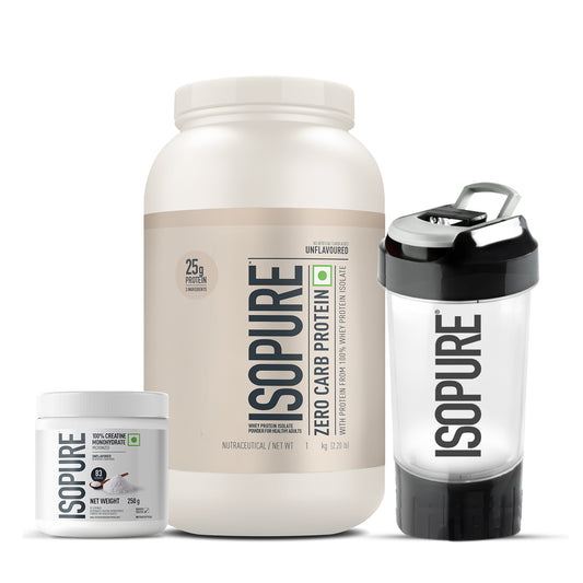Isopure Unflavored 1 kg + Isopure 100% Creatine Monohydrate Micronized, 250g- 83 servings + FREE Isopure Shaker