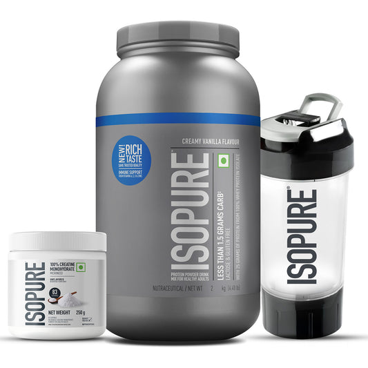 Isopure 2 kg Creamy Vanilla + Isopure 100% Creatine Monohydrate Micronized, 250g  + FREE Isopure Shaker