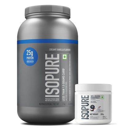 Isopure 2 kg Creamy Vanilla + Isopure 100% Creatine Monohydrate Micronized, 250g