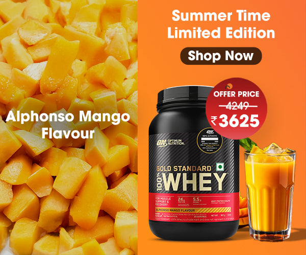 Limited Edition Optimum Nutrition (ON) Gold Standard 100% Whey Protein Powder 2 lb, 907g (Alphonso Mango)