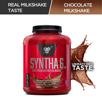 BSN Syntha 6 Protein Powder - 5 lbs, 2.27 kg (Chocolate Milkshake), Ultra Premium Protein Matrix (Whey Protein, Micellar Casein), for Muscle Recovery.