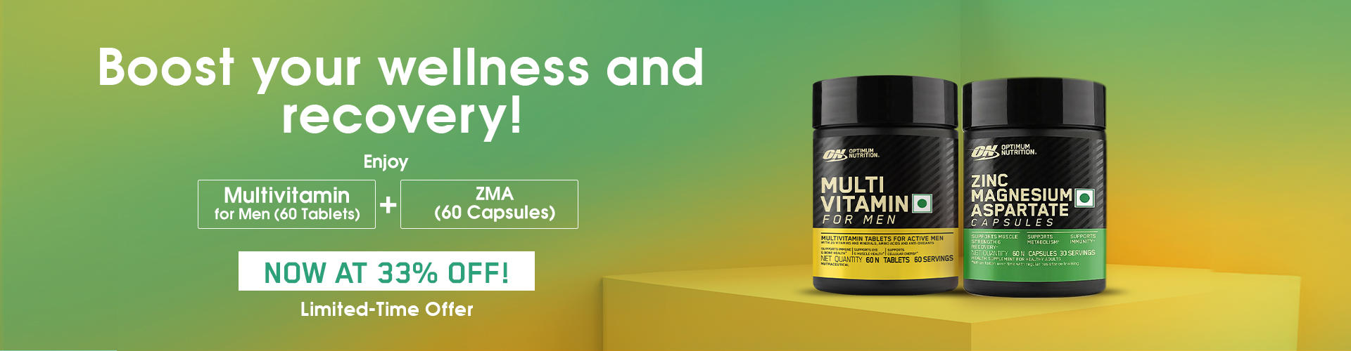 Multivitamin for MEN- 60 Tablets + Zinc Magnesium Aspartate (ZMA) - 60 Capsules